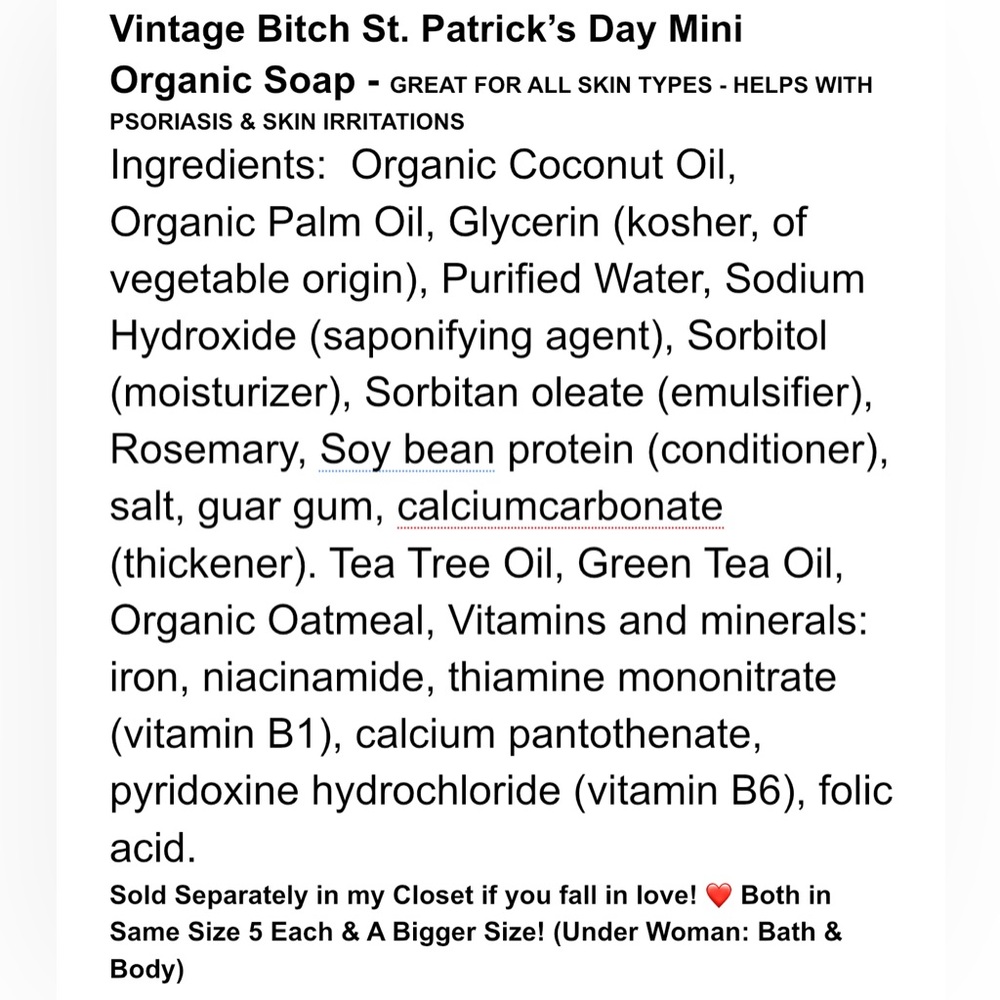 St. Patrick’s Day Mini Soaps 5 PCs VintageBitch Gifts Irish Handmade Organic - Picture 10 of 10